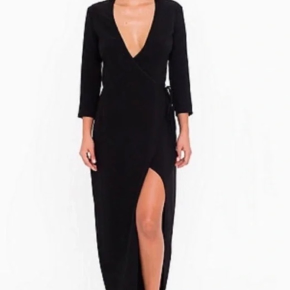 American Apparel Black Wrap Dress Full Length XS - Picture 1 of 6